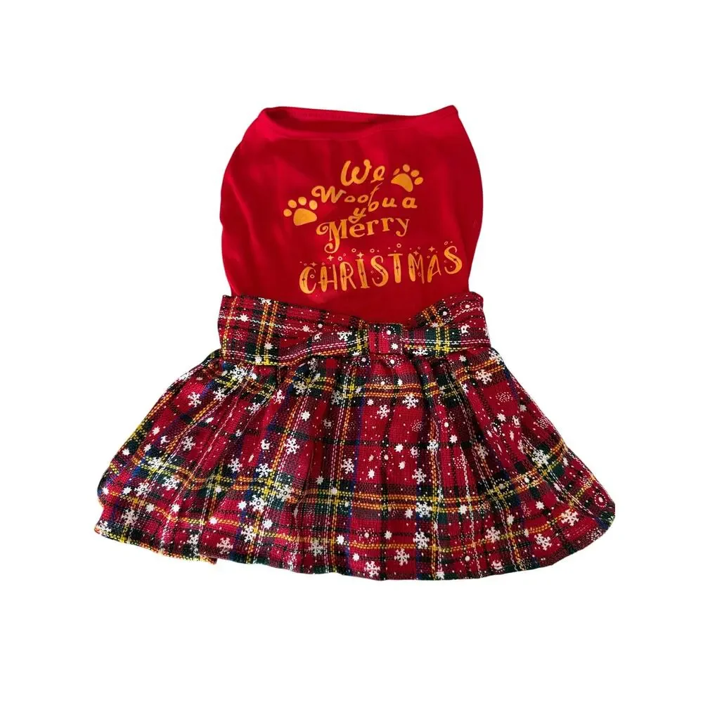 Dog Christmas Dress Fits Like a Small tag says Medium